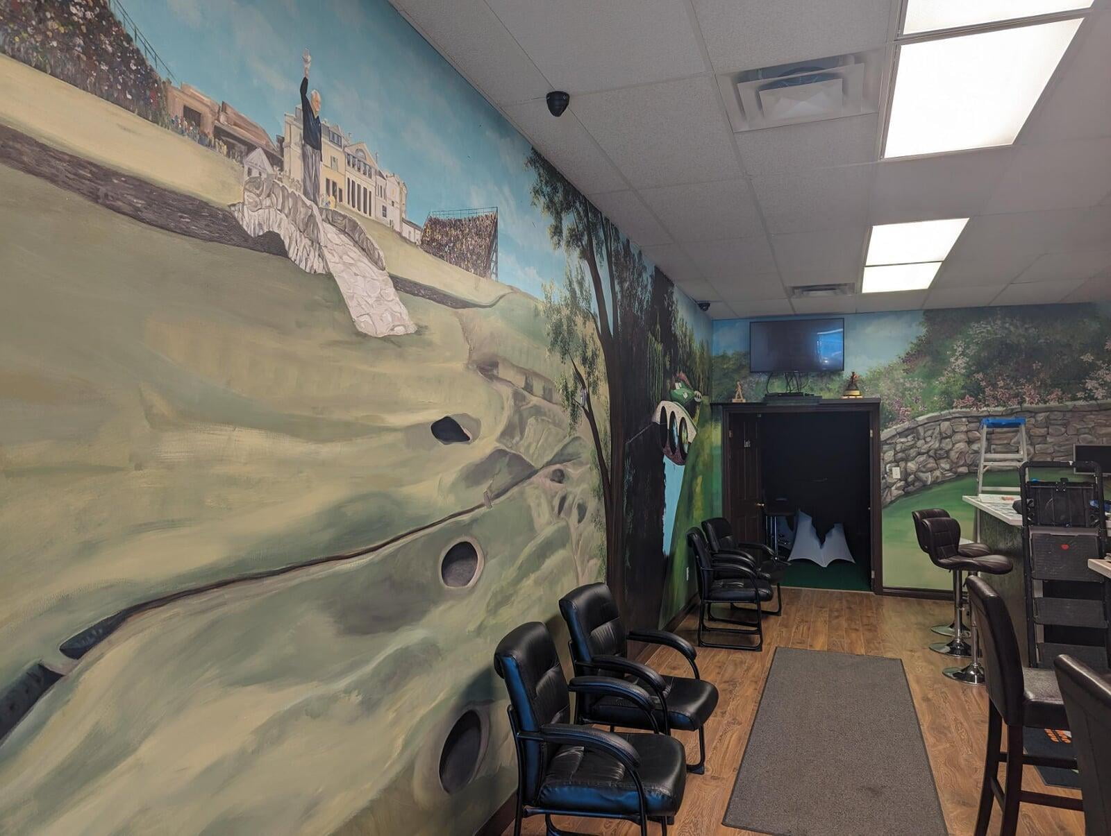 Sitting area with new murals